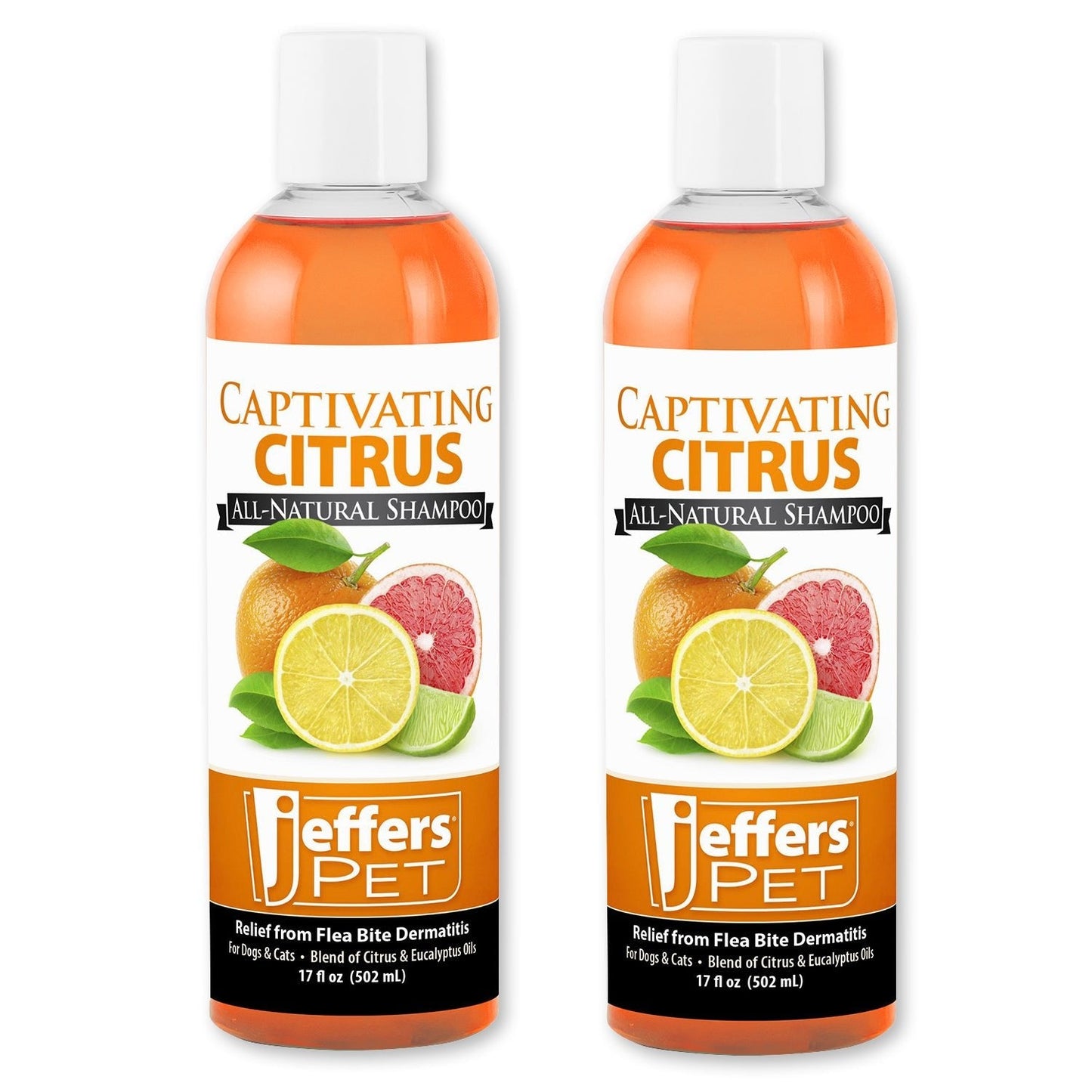 Jeffers Pet Captivating Citrus All-Natural Flea Bite Relief Shampoo for Dogs and Cats