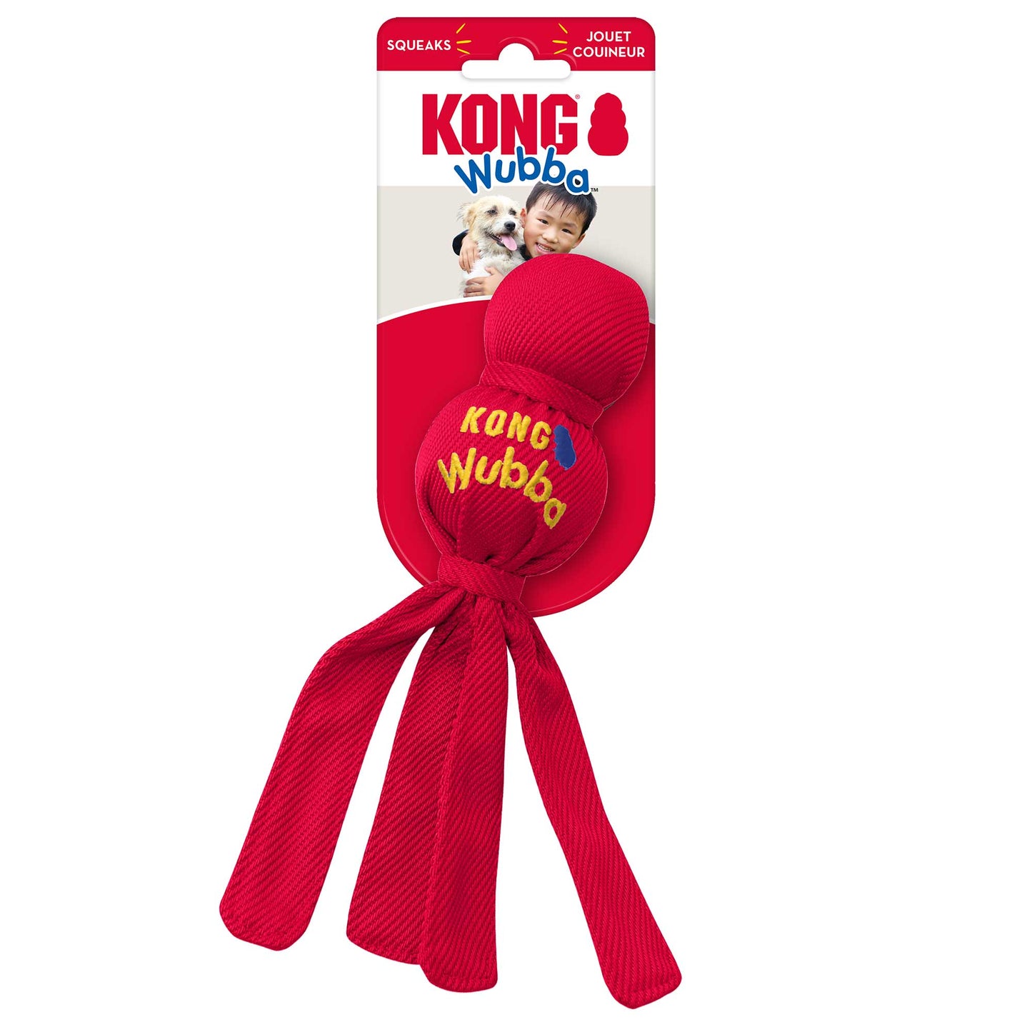 KONG Wubba Dog Toy – Interactive Squeaky Tug & Fetch Toy for Dogs (Assorted Colors, 1 Count)